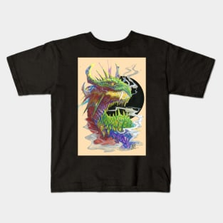 Green Dragon, Black Moon Kids T-Shirt